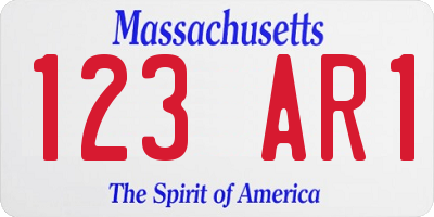 MA license plate 123AR1