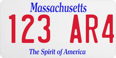 MA license plate 123AR4