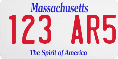 MA license plate 123AR5