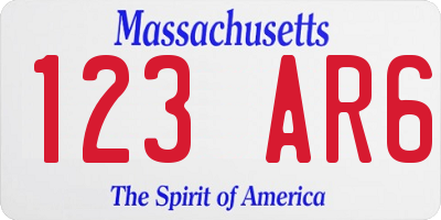 MA license plate 123AR6