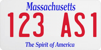 MA license plate 123AS1