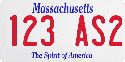 MA license plate 123AS2