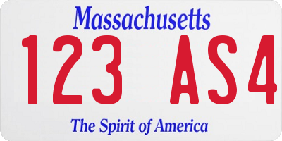 MA license plate 123AS4