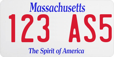 MA license plate 123AS5