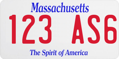 MA license plate 123AS6