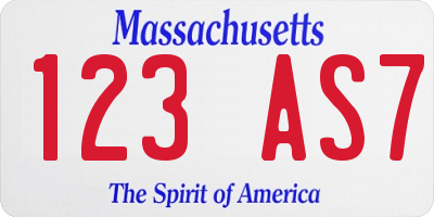 MA license plate 123AS7