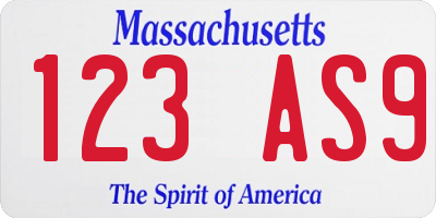 MA license plate 123AS9