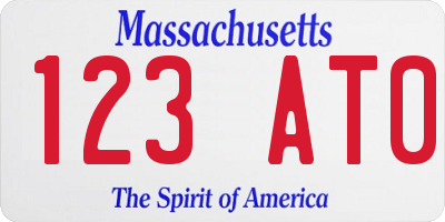 MA license plate 123AT0