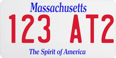 MA license plate 123AT2