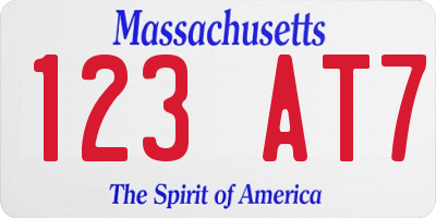 MA license plate 123AT7
