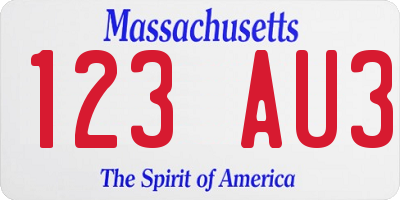 MA license plate 123AU3