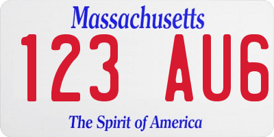 MA license plate 123AU6