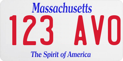 MA license plate 123AV0