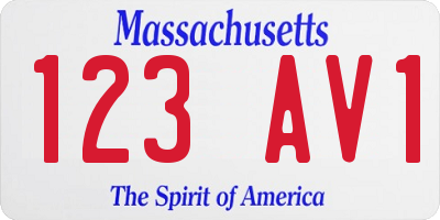 MA license plate 123AV1