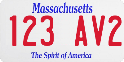MA license plate 123AV2