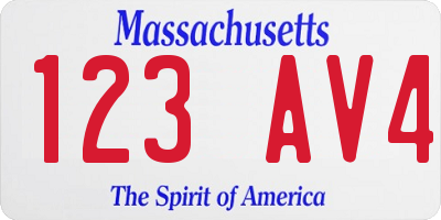MA license plate 123AV4