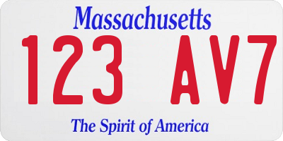 MA license plate 123AV7