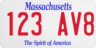 MA license plate 123AV8