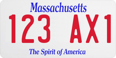 MA license plate 123AX1