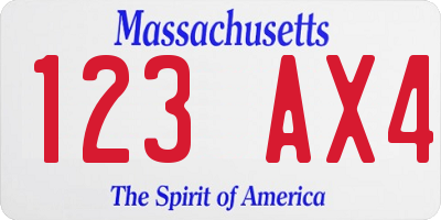 MA license plate 123AX4