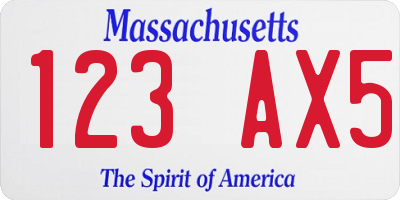 MA license plate 123AX5
