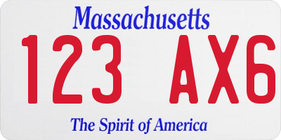 MA license plate 123AX6
