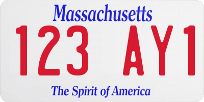 MA license plate 123AY1