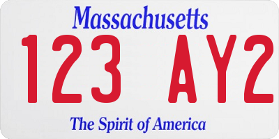 MA license plate 123AY2