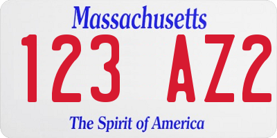 MA license plate 123AZ2
