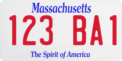 MA license plate 123BA1