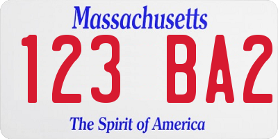 MA license plate 123BA2