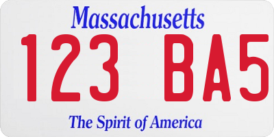MA license plate 123BA5