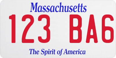 MA license plate 123BA6