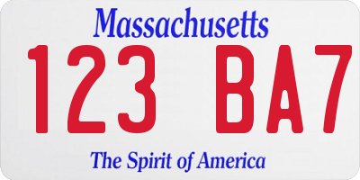 MA license plate 123BA7