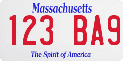 MA license plate 123BA9