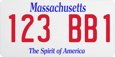 MA license plate 123BB1
