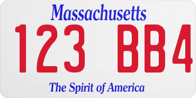 MA license plate 123BB4