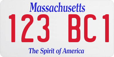 MA license plate 123BC1