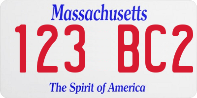 MA license plate 123BC2