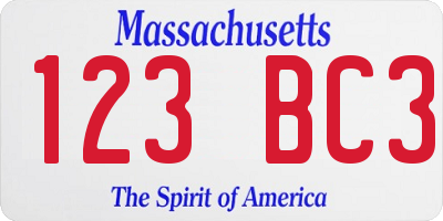 MA license plate 123BC3