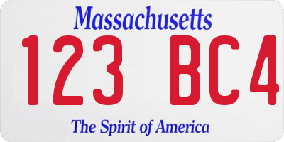 MA license plate 123BC4