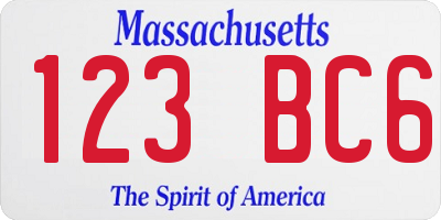 MA license plate 123BC6