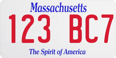 MA license plate 123BC7