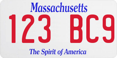 MA license plate 123BC9