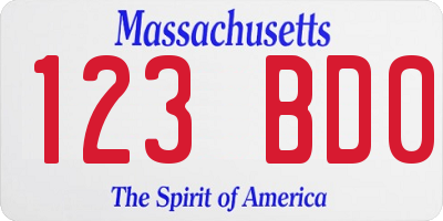 MA license plate 123BD0