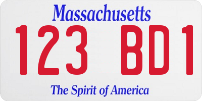 MA license plate 123BD1