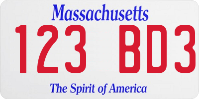 MA license plate 123BD3