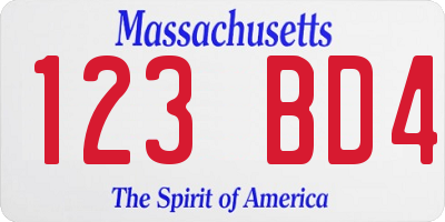 MA license plate 123BD4