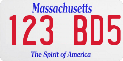 MA license plate 123BD5