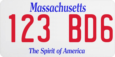 MA license plate 123BD6